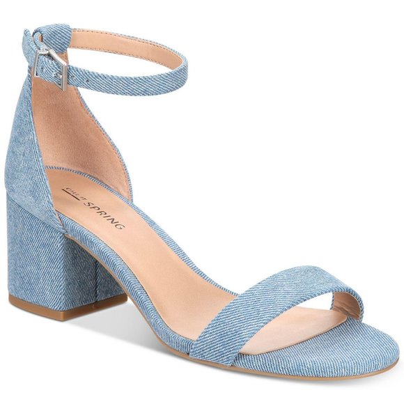 Call It Spring Shoes - Stunning Call it Spring Denim Block Heel Sandal 8